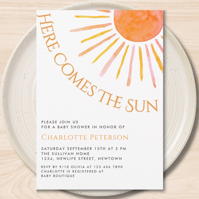 Invitation Voici venir le soleil Baby Shower Bohème (Créateur téléchargé)