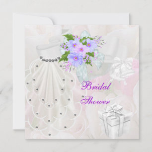 Invitation Voile Blanc Fleur de Lilas pour Baby Shower