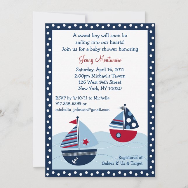 Invitation Voile en bateau de plaisance Ocean Baby Shower Inv (Devant)