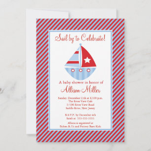 Invitation Voile En Voilier Baby shower Boy Boy