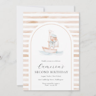 Invitation Voile Ours Tan Stripe Anniversaire Arche