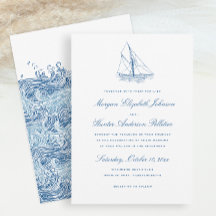 Voilier et Vagues Elégant Mariage bleu marine