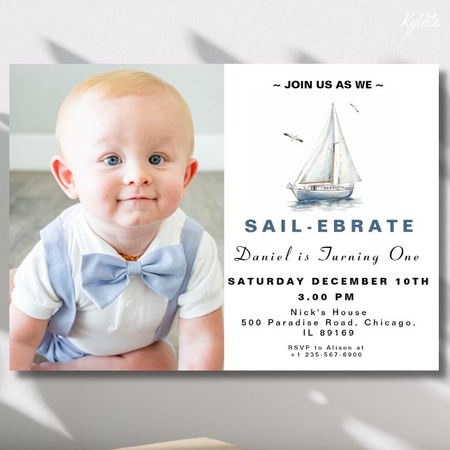 Invitation Voilier modifiable Photo nautique Anniversaire Inv (Créateur téléchargé)