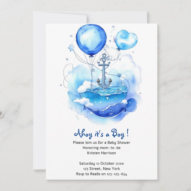 Invitation Voilier vers la joie : Baby shower nautique (Devant)