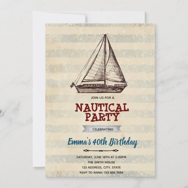 Invitation voilier vintage (Devant)