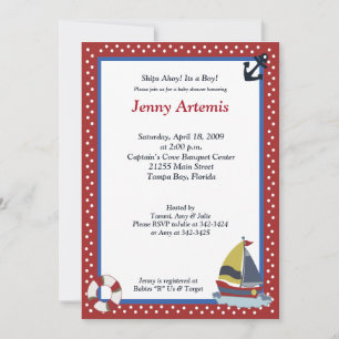 Invitation Voilier Voilier Nautique 5x7 Baby shower