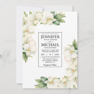Invitation VOIR DOS Orchidées Blanches Tout-En-Un Mariage