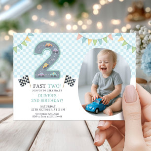 Invitation Voiture Anniversaire Pastel Rapide Deux