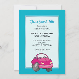 Invitation Voiture Carton Rose