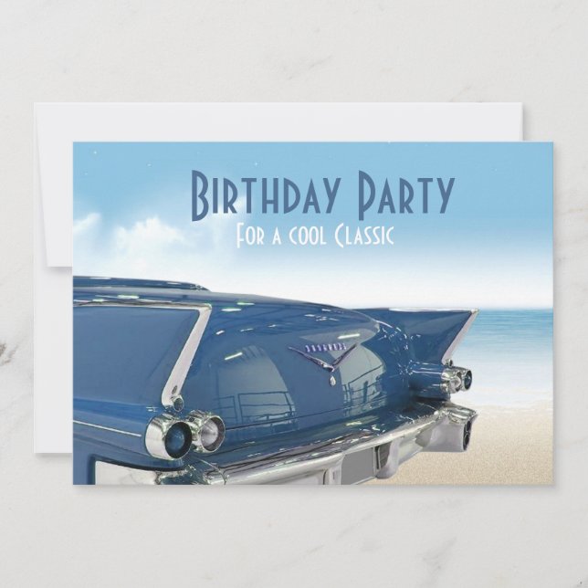 Invitation Voiture classique cool 60e Anniversaire Fête Invit (Devant)