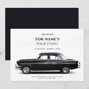 Invitation Voiture classique noire