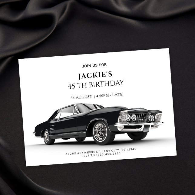 Invitation Voiture Classique noire  (Créateur téléchargé)