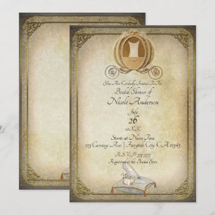 Invitation Voiture de Cendrillon vintage pour douche de marié