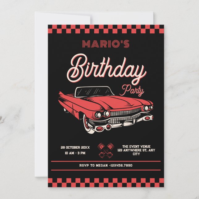 Invitation Voiture de collection anniversaire (Devant)