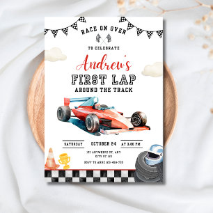 Invitation Voiture de course 1er anniversaire Premier tour de