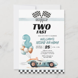 Invitation Voiture de course 2 Rapide 2e anniversaire