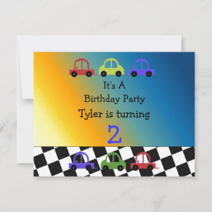 Invitation Voiture de course À damiers frontière Anniversaire