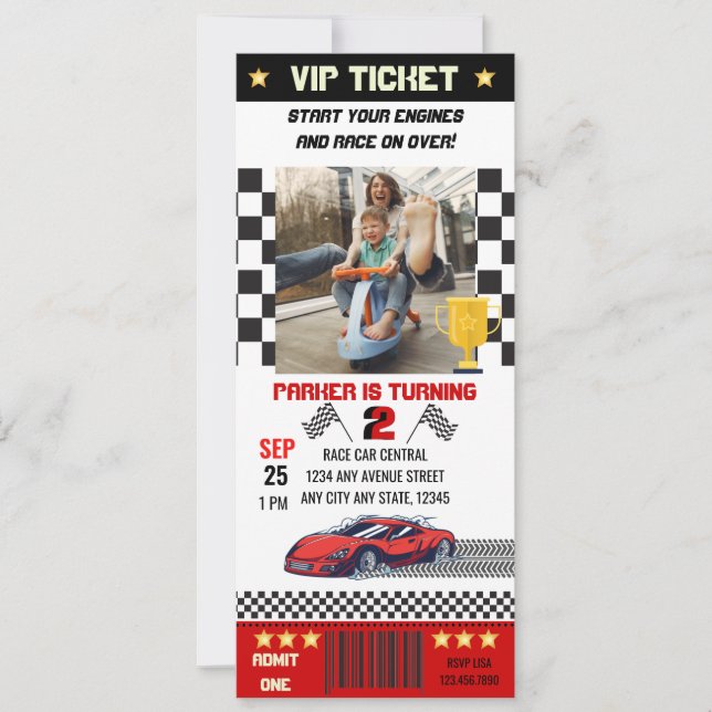 Invitation Voiture de course Anniversaire (Devant)