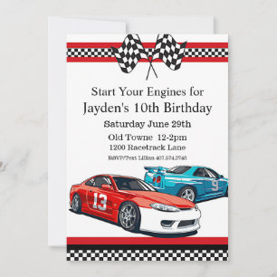 Invitation Voiture de course Anniversaire, 10e anniversaire I
