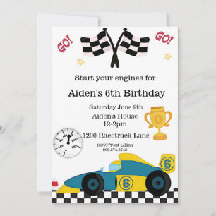 Invitation Voiture de course Anniversaire, 6e anniversaire In
