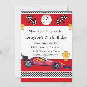 Invitation Voiture de course Anniversaire, 7e anniversaire In