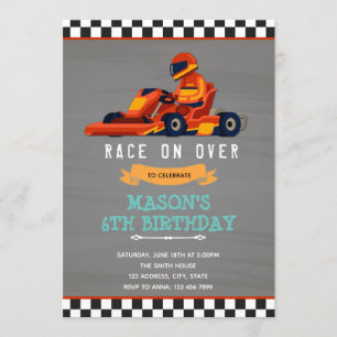 Invitation Voiture de course de karting anniversaire