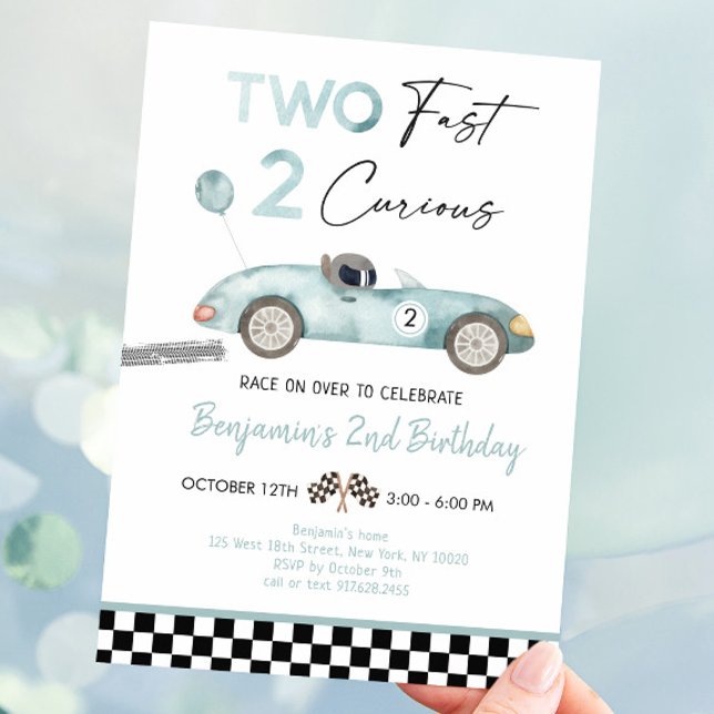 Invitation Voiture de course Deuxième anniversaire (Créateur téléchargé)