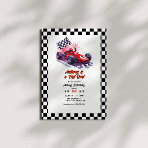 Invitation Voiture de course "Fast One" 1er anniversaire fête