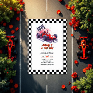 Invitation Voiture de course "Fast One" 1er anniversaire fête