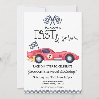 Invitation Voiture de course flammes Fast & Seven 7e annivers