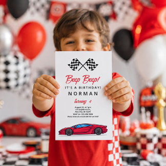 Invitation Voiture de course personnalisée pour garçons pour