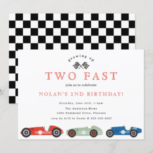 Invitation Voiture De Course Rétro Deux Thème Rapide Annivers