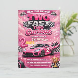 Invitation Voiture de course rose Deux Rapides Deux Curieux 2