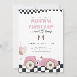 Invitation Voiture de course rose premier tour autour de la p