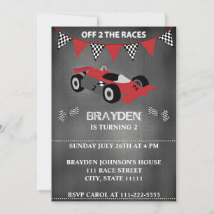 Invitation Voiture de course sur tableau noir pour enfants 2 