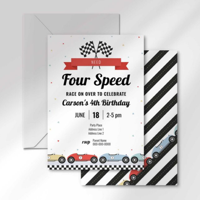 Invitation Voiture de course vintage Besoin 4 Vitesse Invitat (Créateur téléchargé)
