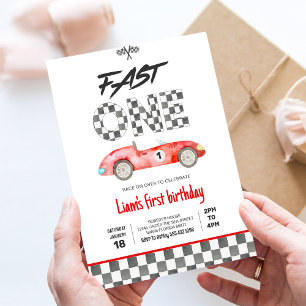 Invitation Voiture de course vintage Fast ONE 1er anniversair