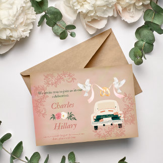 Invitation Voiture de Mariage marié et Doses volantes Invitat