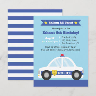 Invitation Voiture de police Fête d'anniversaire sur le thème