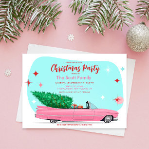 Invitation Voiture de vacances de Noël rétro