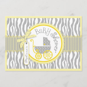 Invitation Voiture d'enfant de GARÇON, copie de zèbre, baby