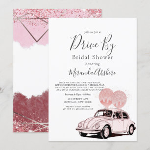 Invitation Voiture Merlot Blush Rose Par Fête des mariées Inv