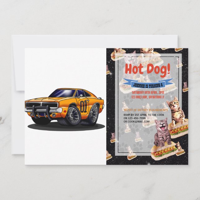 Invitation Voiture    musculaire Orange Classic - Choisir la  (Devant)