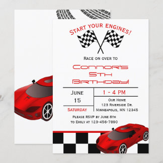 Invitation Voiture Red Race | Anniversaire de enfant personna