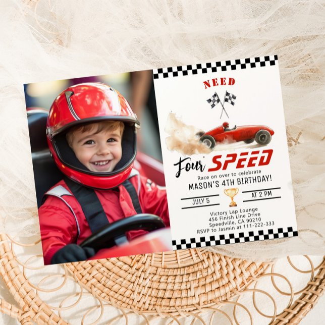 Invitation Voiture Red Race Besoin de quatre Vitesse 4e Anniv (Créateur téléchargé)