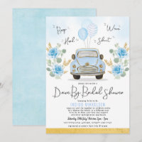 Voiture Rétro Dusty Blue Floral En Fête des mariée