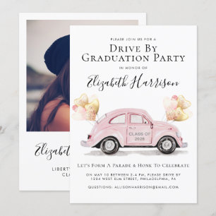 Invitation Voiture Rose Conduite Par Fête