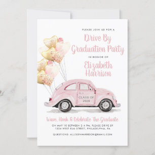 Invitation Voiture Rose Par Partie De Graduation