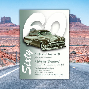 Invitation Voiture Verte Classique Célébre son 60e Anniversai