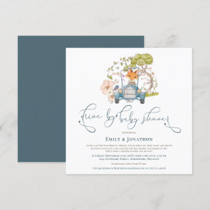 Invitation Voiture Vintage Fox Turquoise Boy Drive Par Baby s